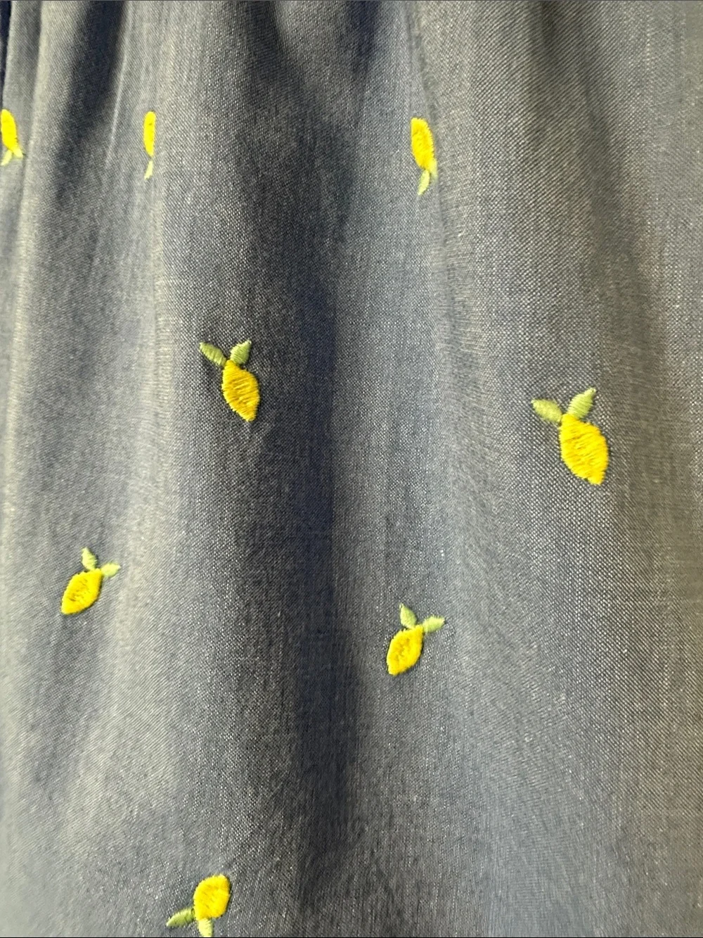 Girls cat & Jack blue / embroidered lemons fully lined summer dress XL 14 EUC!
